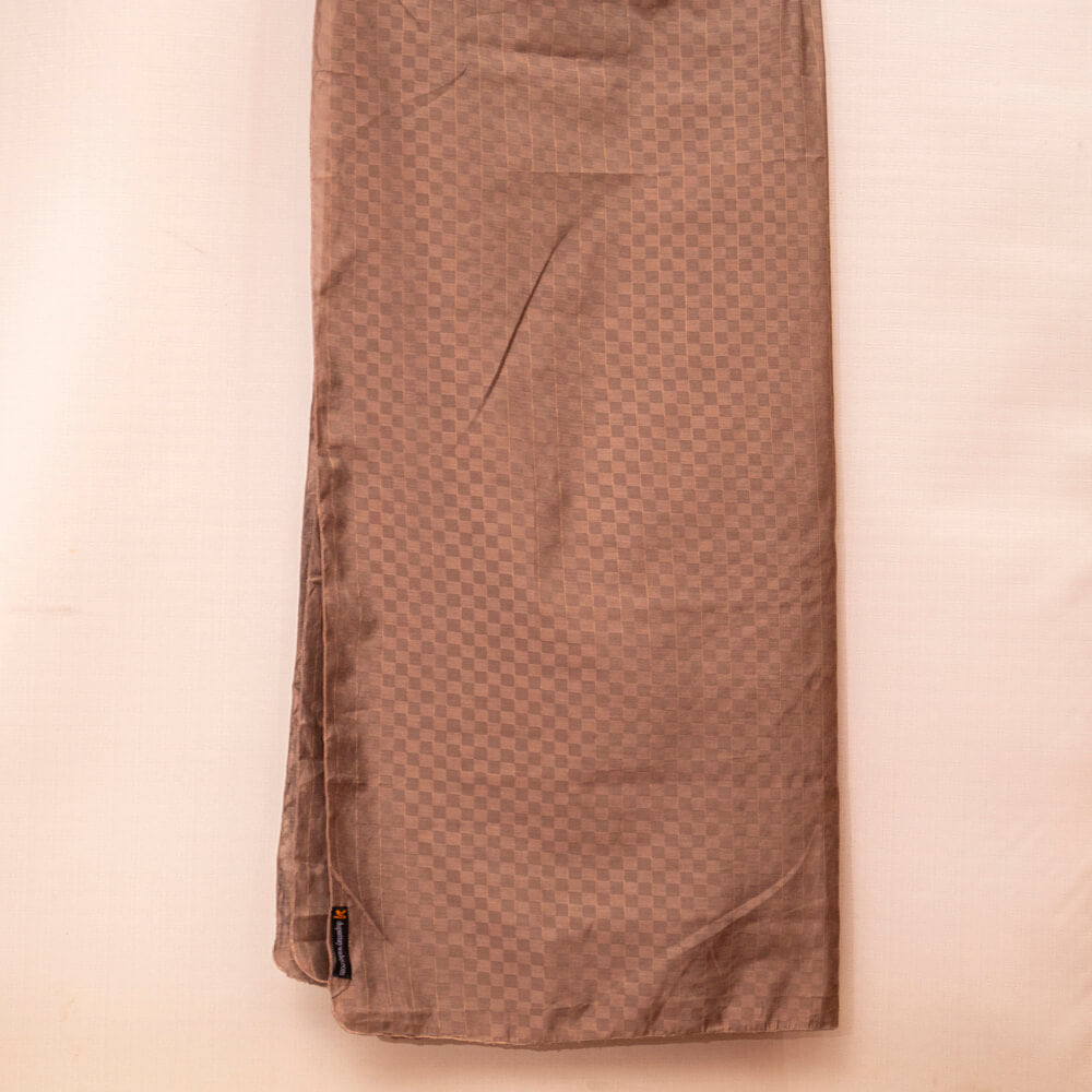 Cotton Coffee Brown Self Checkered Dupatta