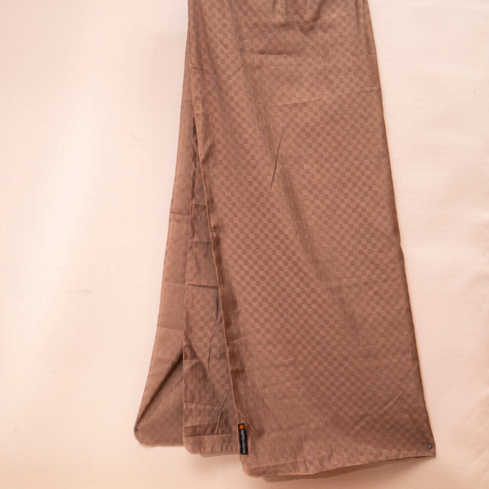 Cotton Coffee Brown Self Checkered Dupatta