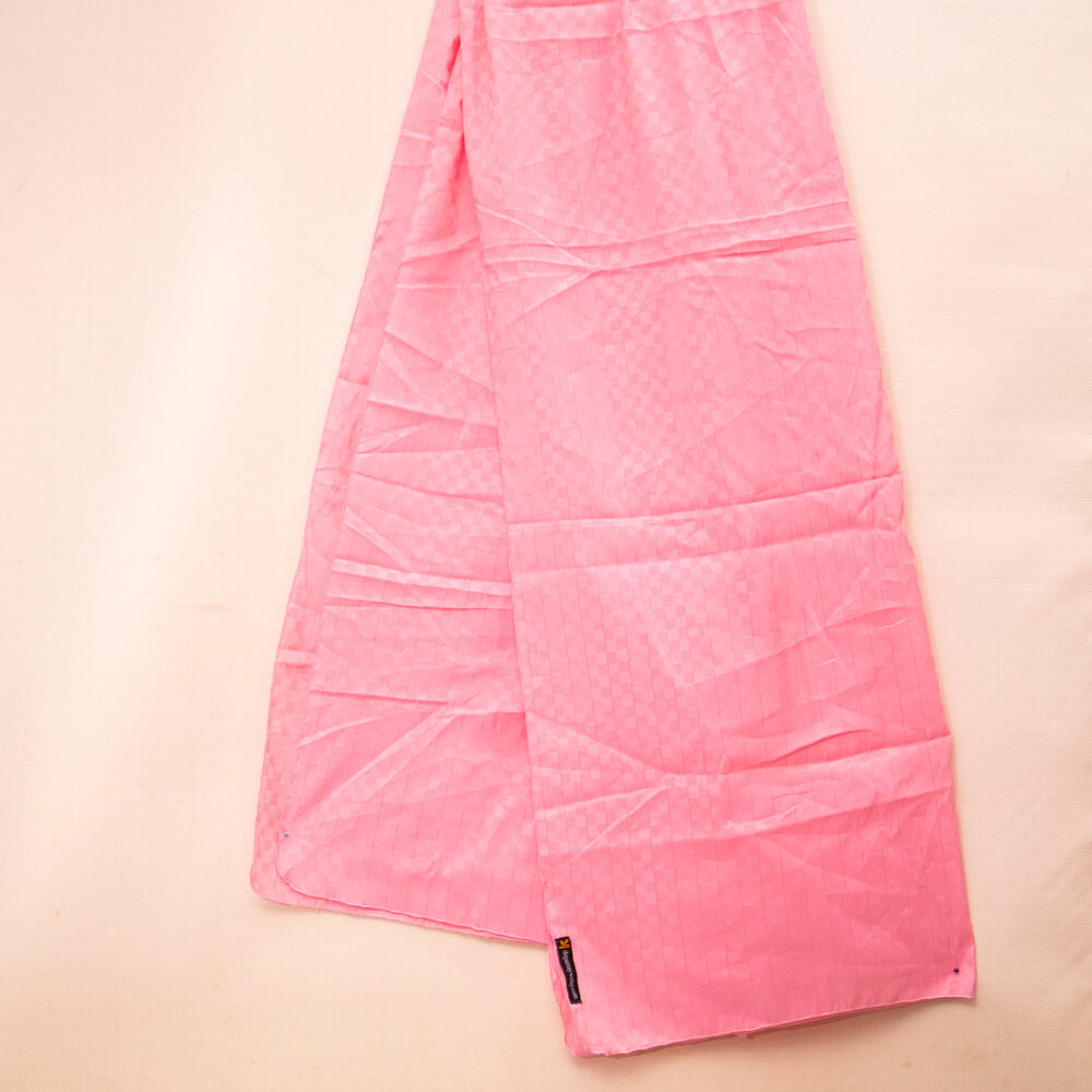 Cotton English Pink Self Checkered Dupatta