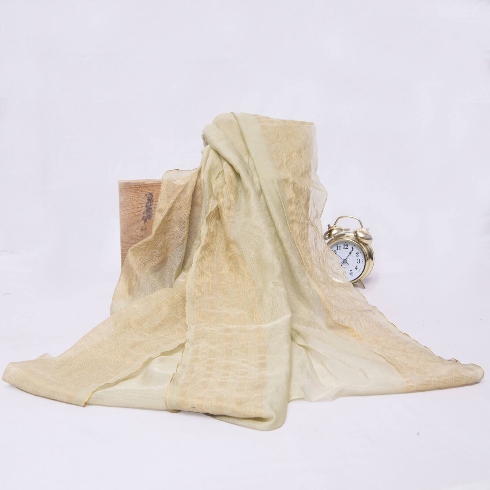 Khaddi Woven Olive Green Two Sided Striped Border Dupatta