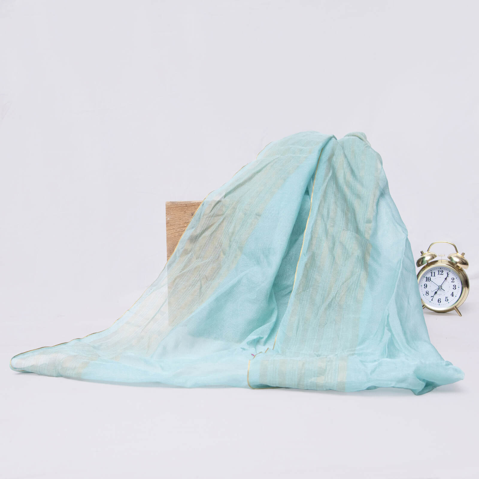 Khaddi Woven Ice Blue Two Sided Striped Border Dupatta