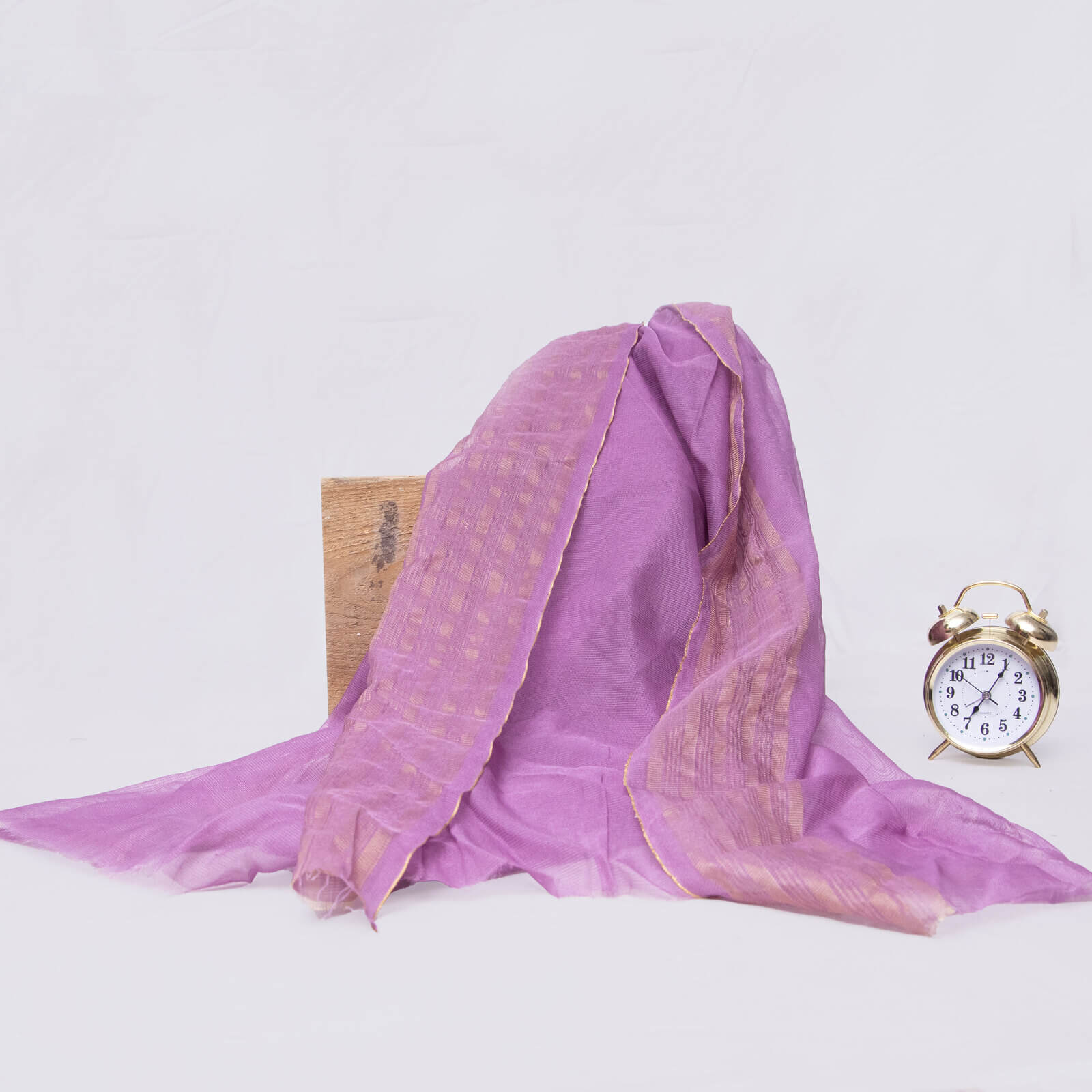 Khaddi Woven Lilac Two Sided Striped Border Dupatta