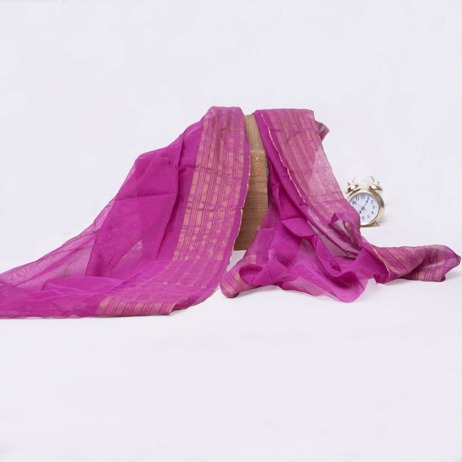 Khaddi Woven Magenta Two Sided Striped Border Dupatta