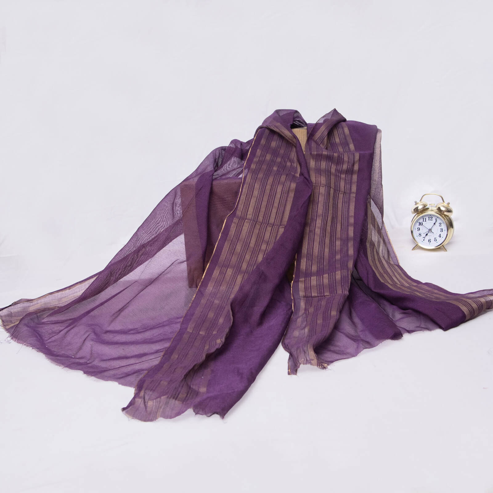 Khaddi Woven Purple Two Sided Striped Border Dupatta