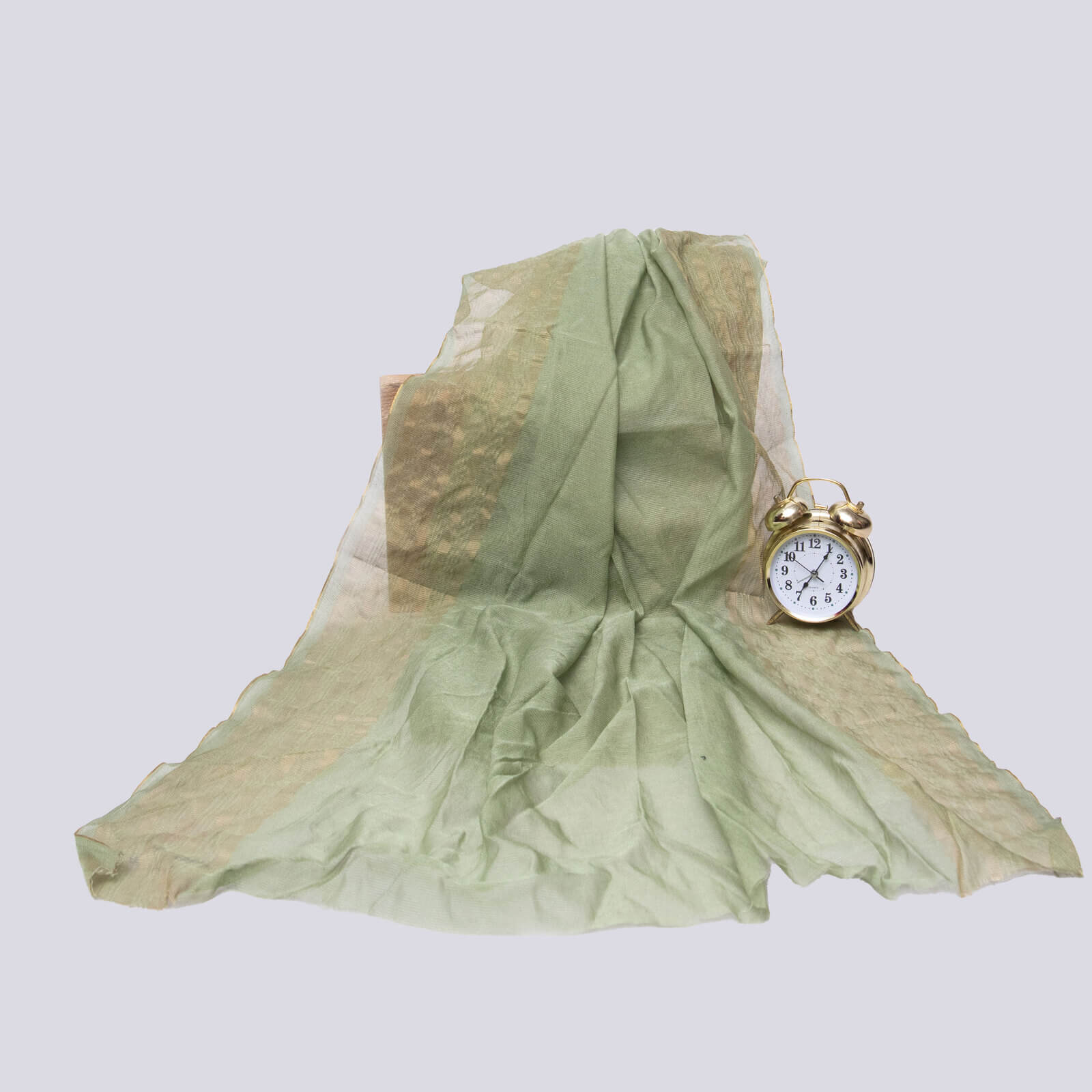 Khaddi Woven Pistachio Green Two Sided Striped Border Dupatta