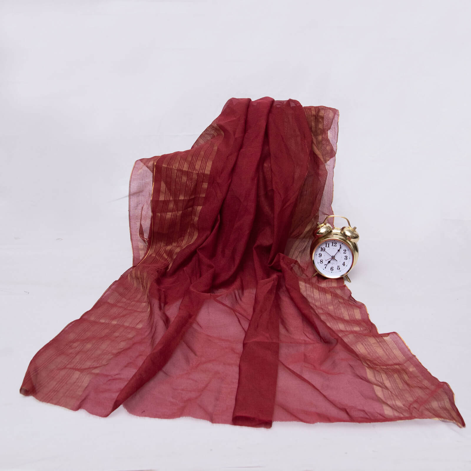 Khaddi Woven Maroon Two Sided Striped Border Dupatta