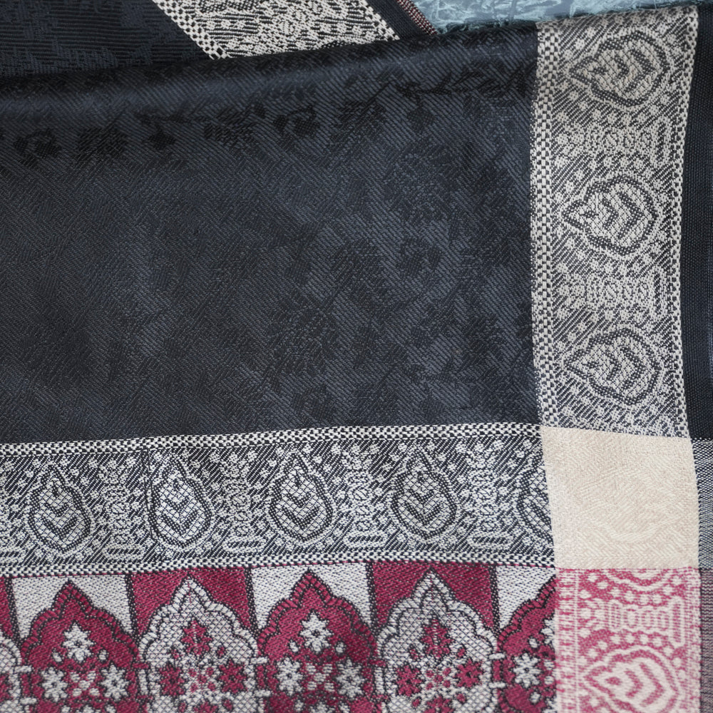 Black Woolen Shawl with patterned edges on Skin and Maroon DUPPATTY WALAY