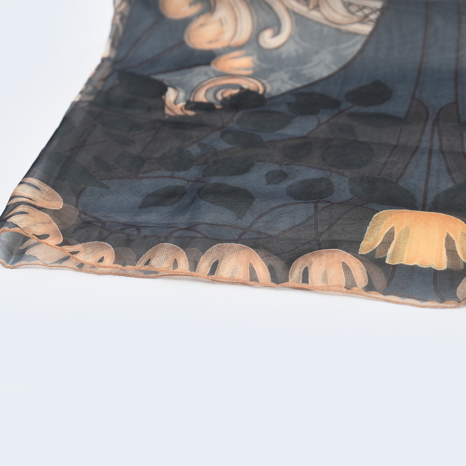 Cotton Net Black Printed Dupatta