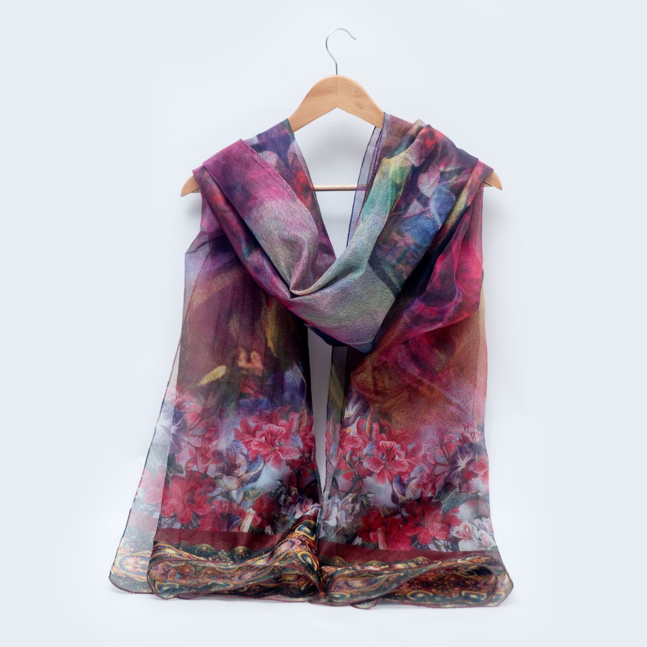 Cotton Net Organza Multi Floral Printed Dupatta