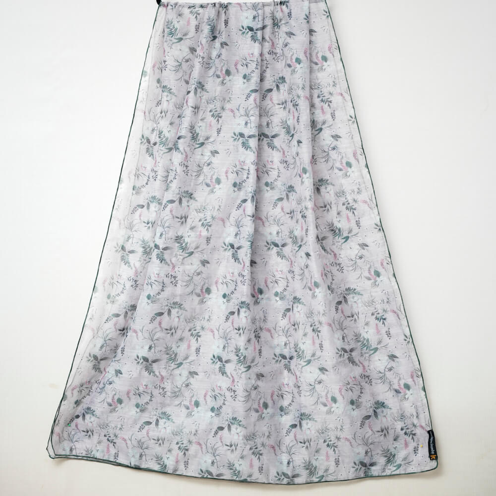 Monark Gray Botanical Printed Dupatta