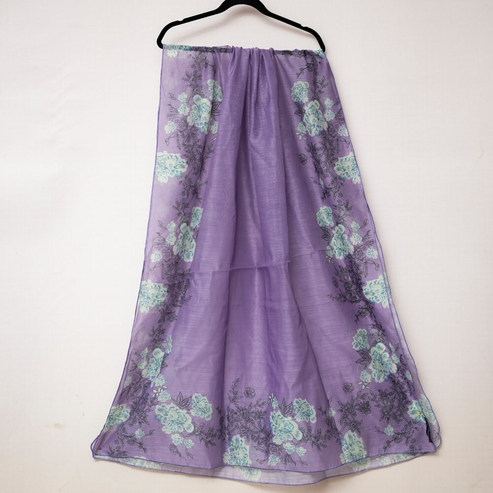 Monark Purple Blossom Floral Printed Dupatta
