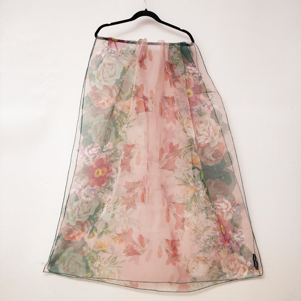 Organza T Pink Lilly Floral Printed Dupatta