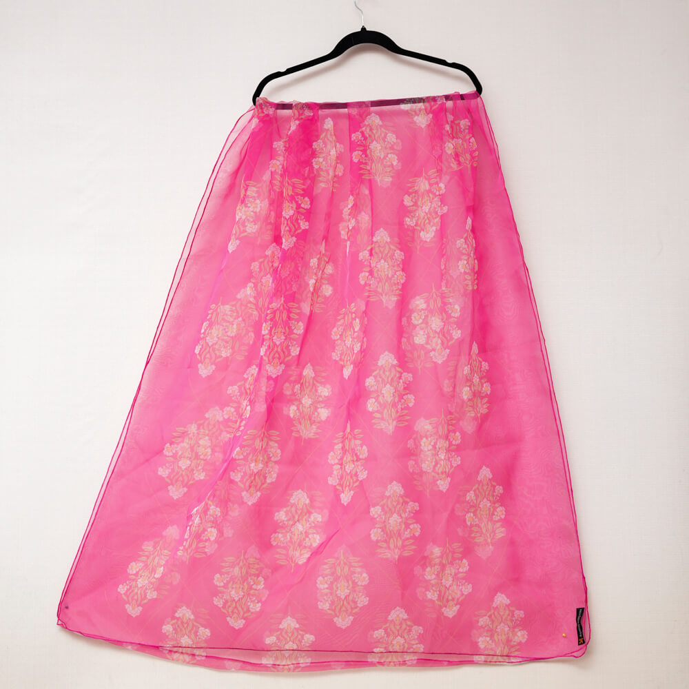 Organza Pink Spring Floral Printed Dupatta