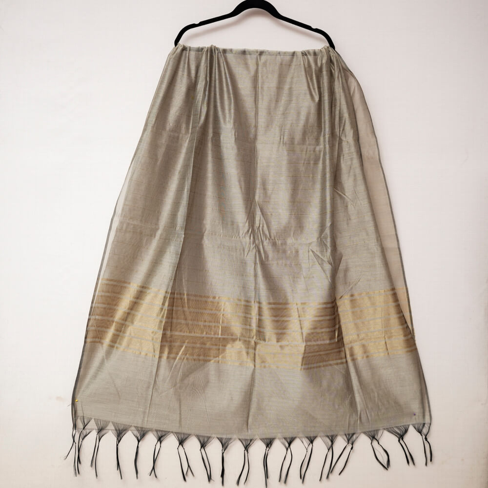 Cotton Silk Gray Two Sided Border Dupatta