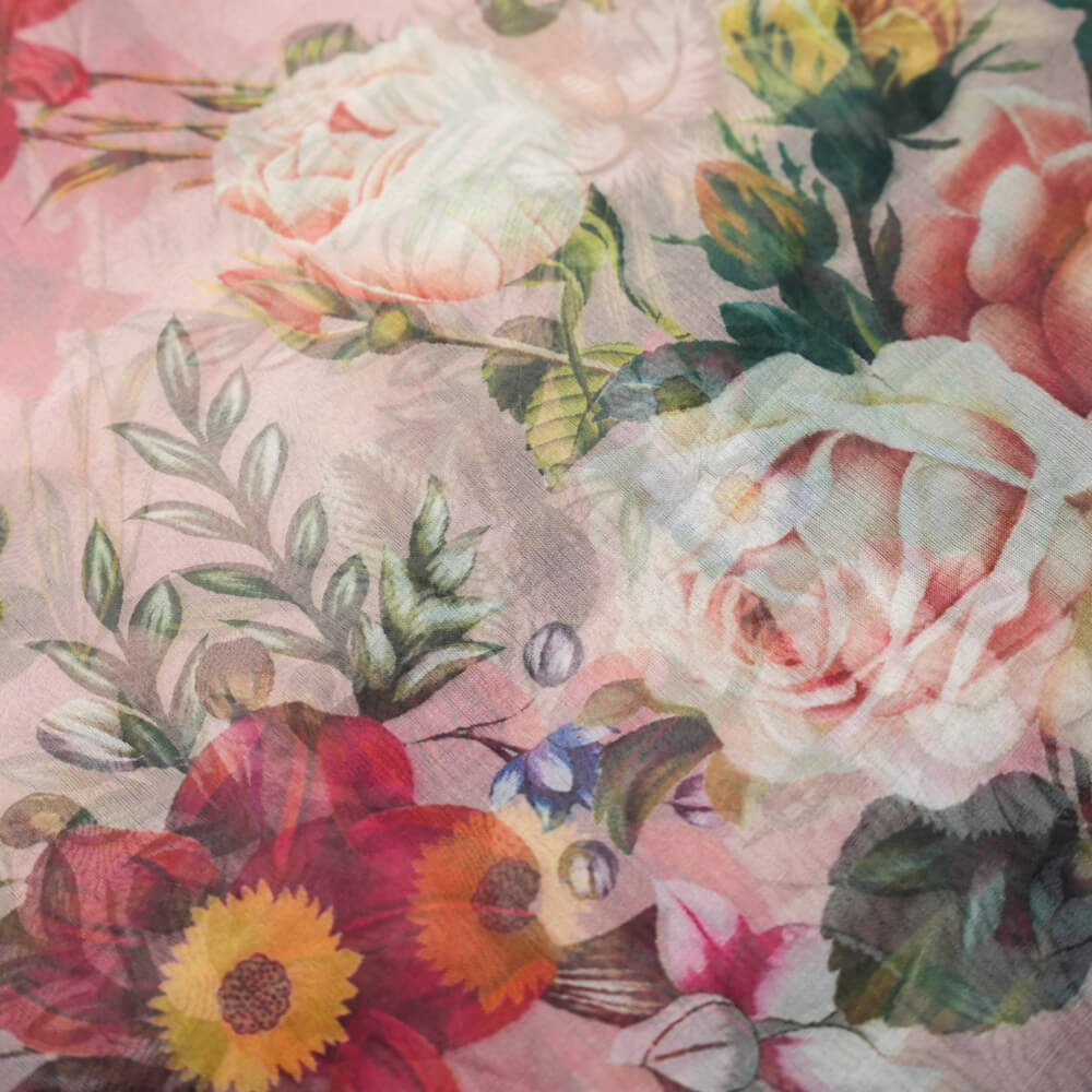 Organza T Pink Lilly Floral Printed Dupatta