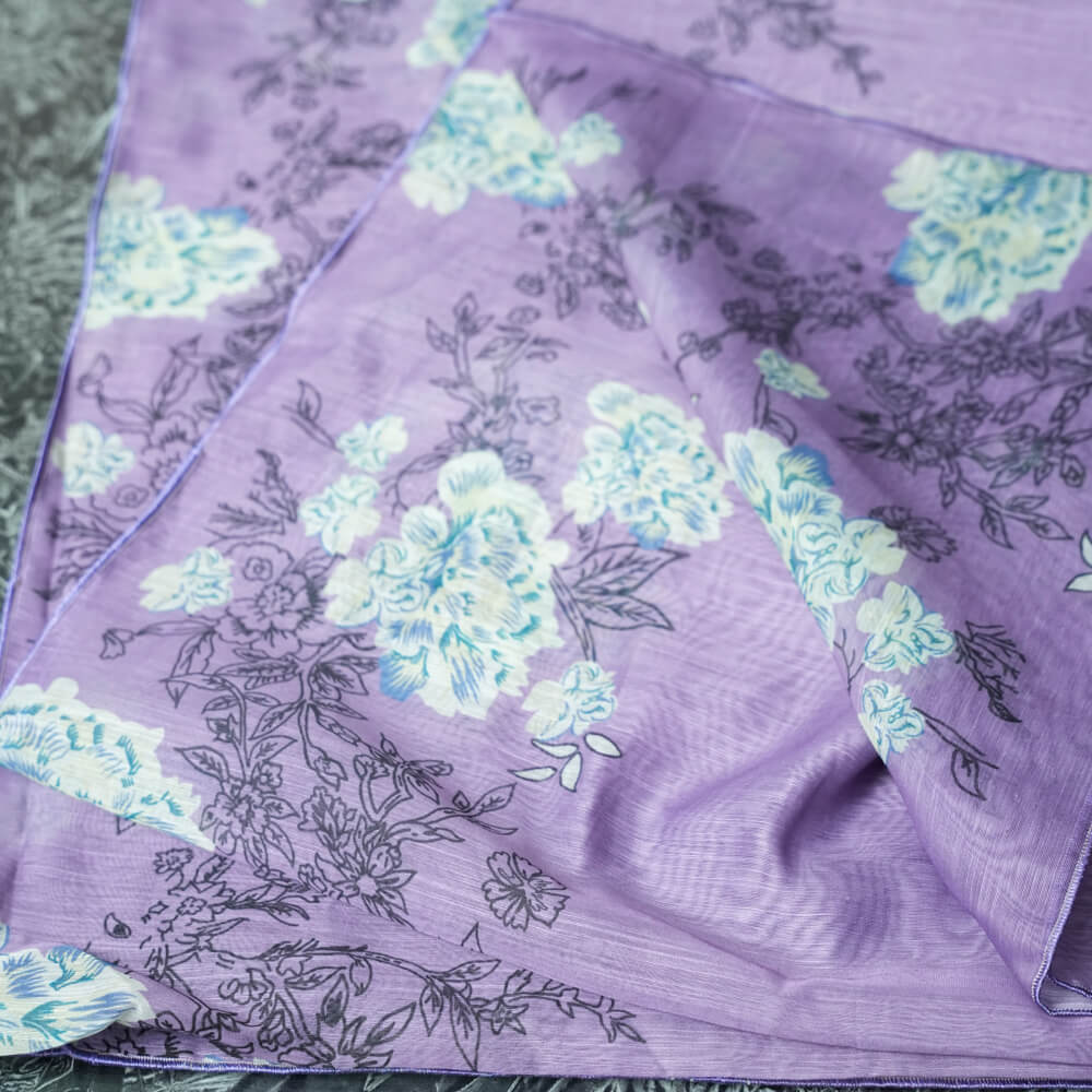 Monark Purple Blossom Floral Printed Dupatta