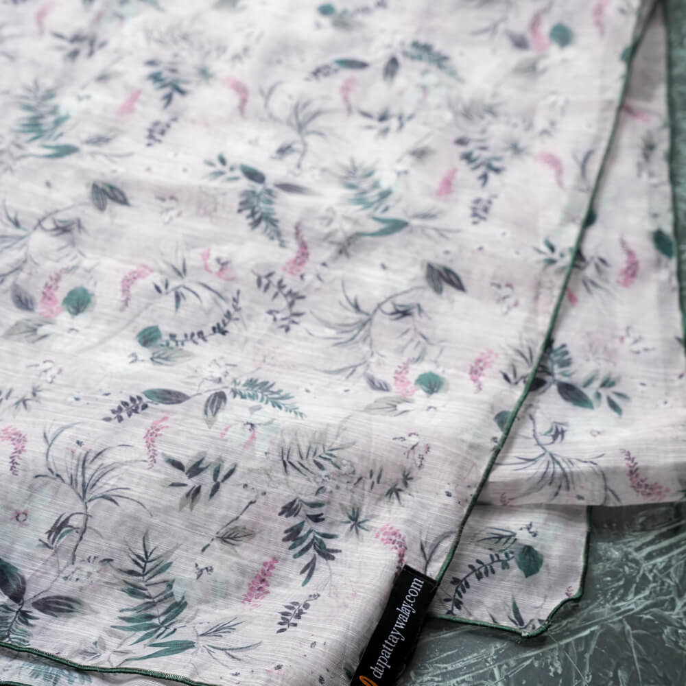 Monark Gray Botanical Printed Dupatta