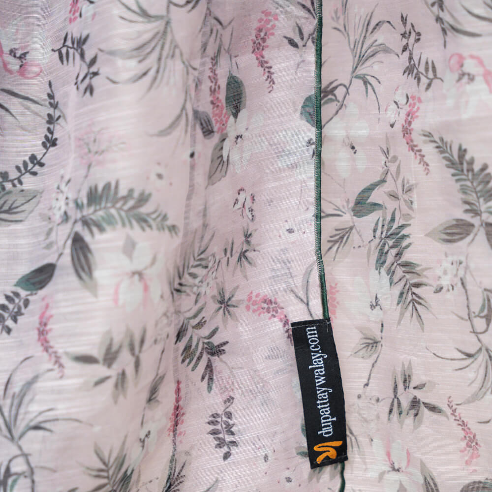 Monark Gray Botanical Printed Dupatta
