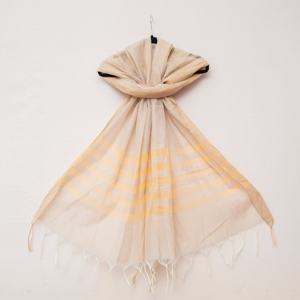 Khaddi Woven Skin Two Sided Golden Border Dupatta