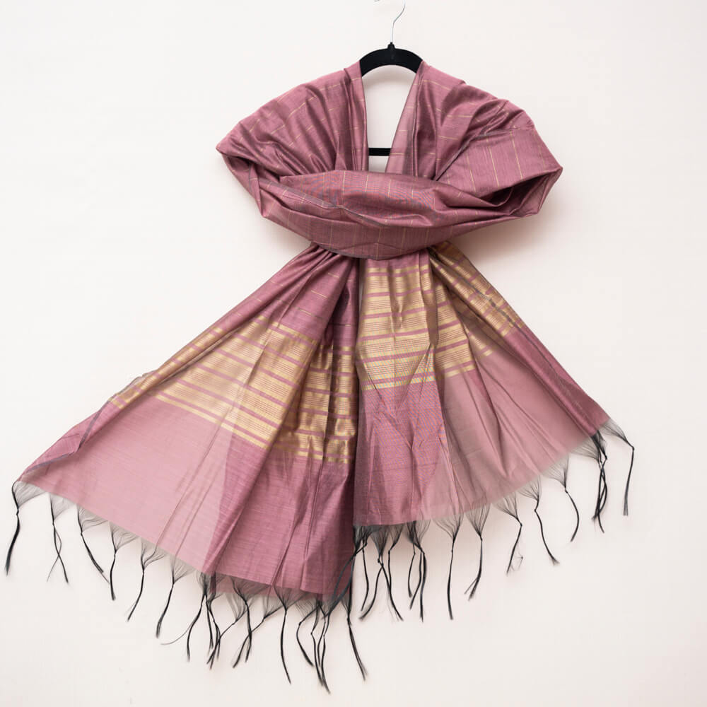 Cotton Silk T Pink Two Sided Border Dupatta