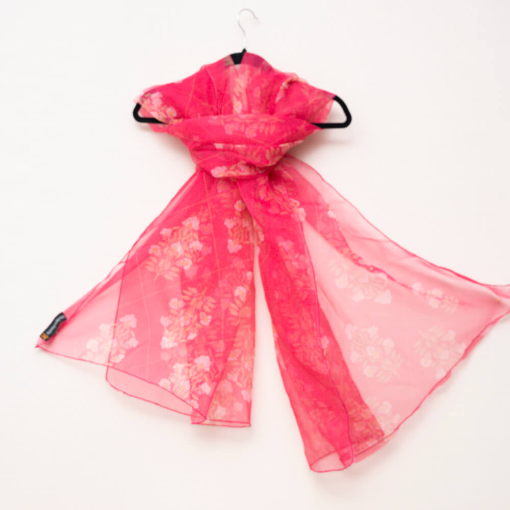 Organza Pink Spring Floral Printed Dupatta