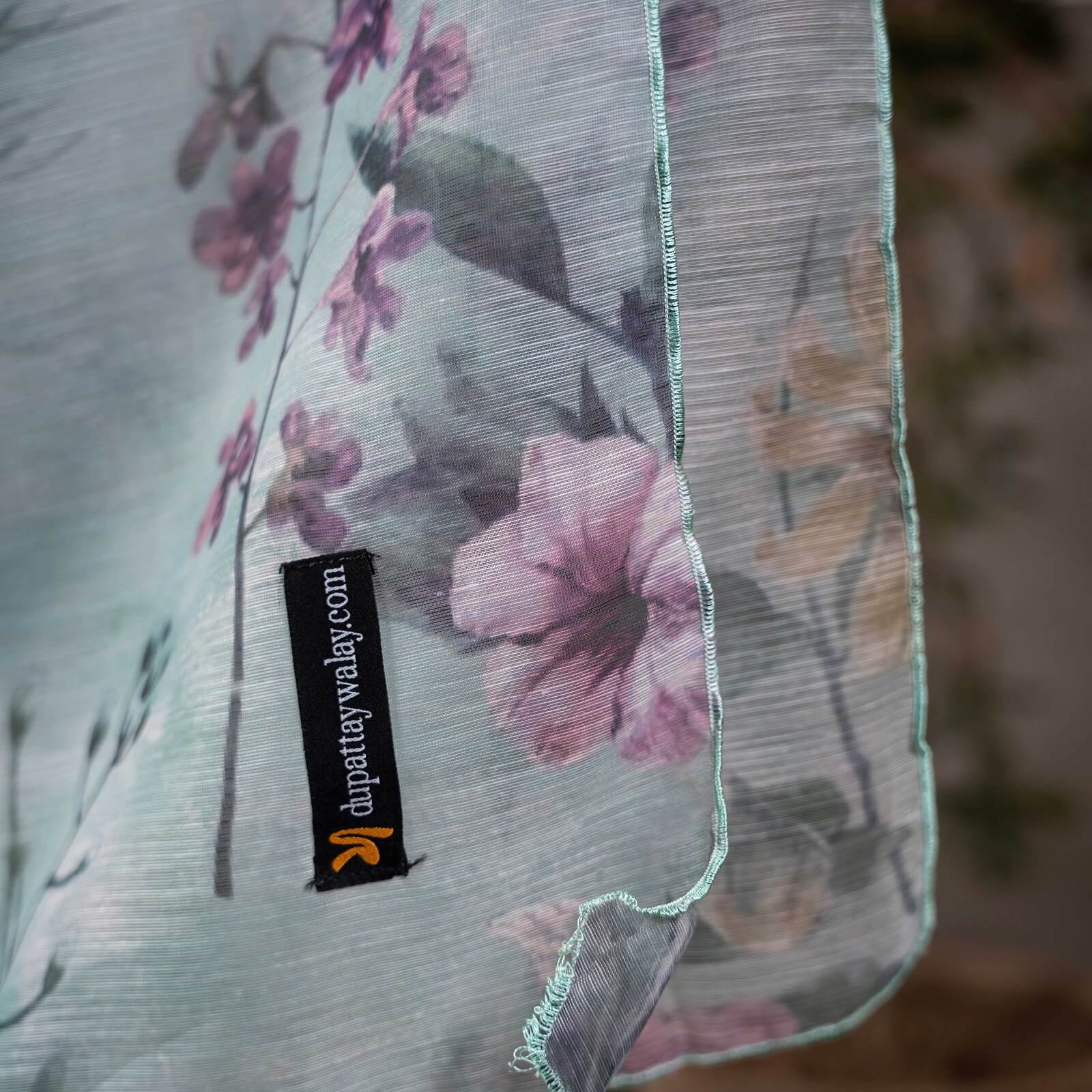 Monark Ice Blue Floral Printed Dupatta