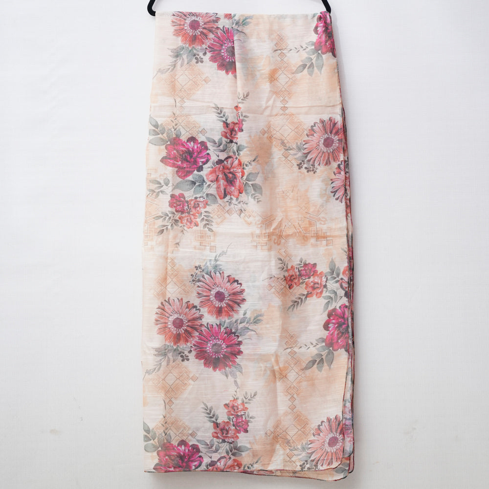Peach Monark Dupatta with Floral Print DUPPATTY WALAY