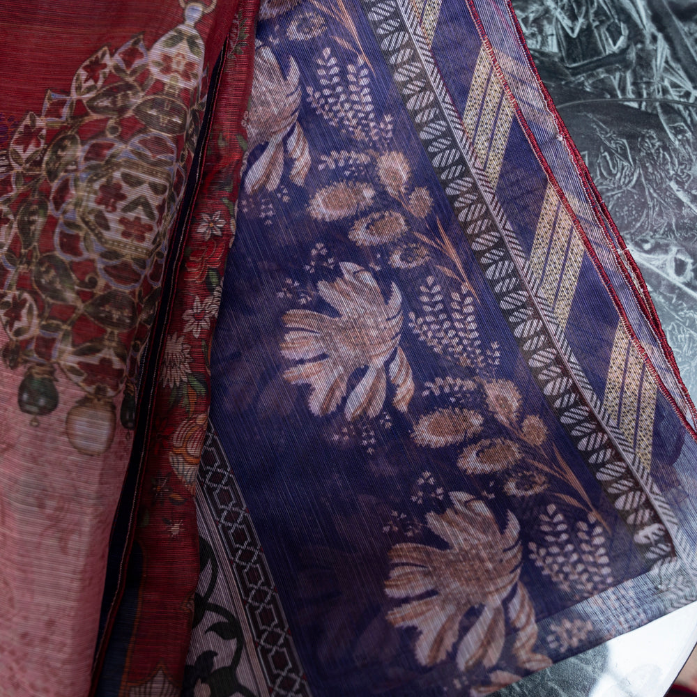 Maroon Monark Dupatta with Ornate Palace-Inspired Design DUPPATTY WALAY