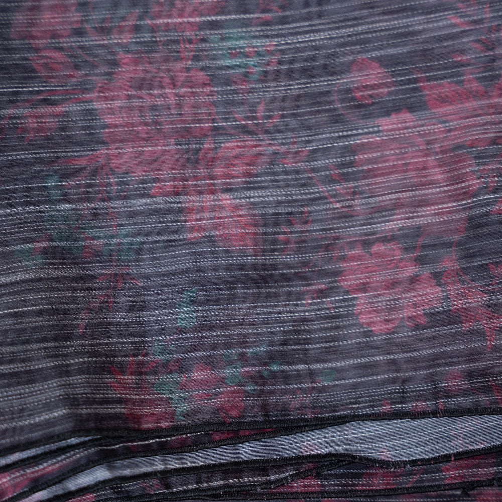 Charcoal Grey Monark Dupatta with Subtle Floral Print DUPPATTY WALAY