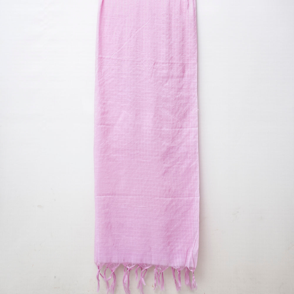 English Pink Cotton Self Checkered Dupatta DUPPATTY WALAY