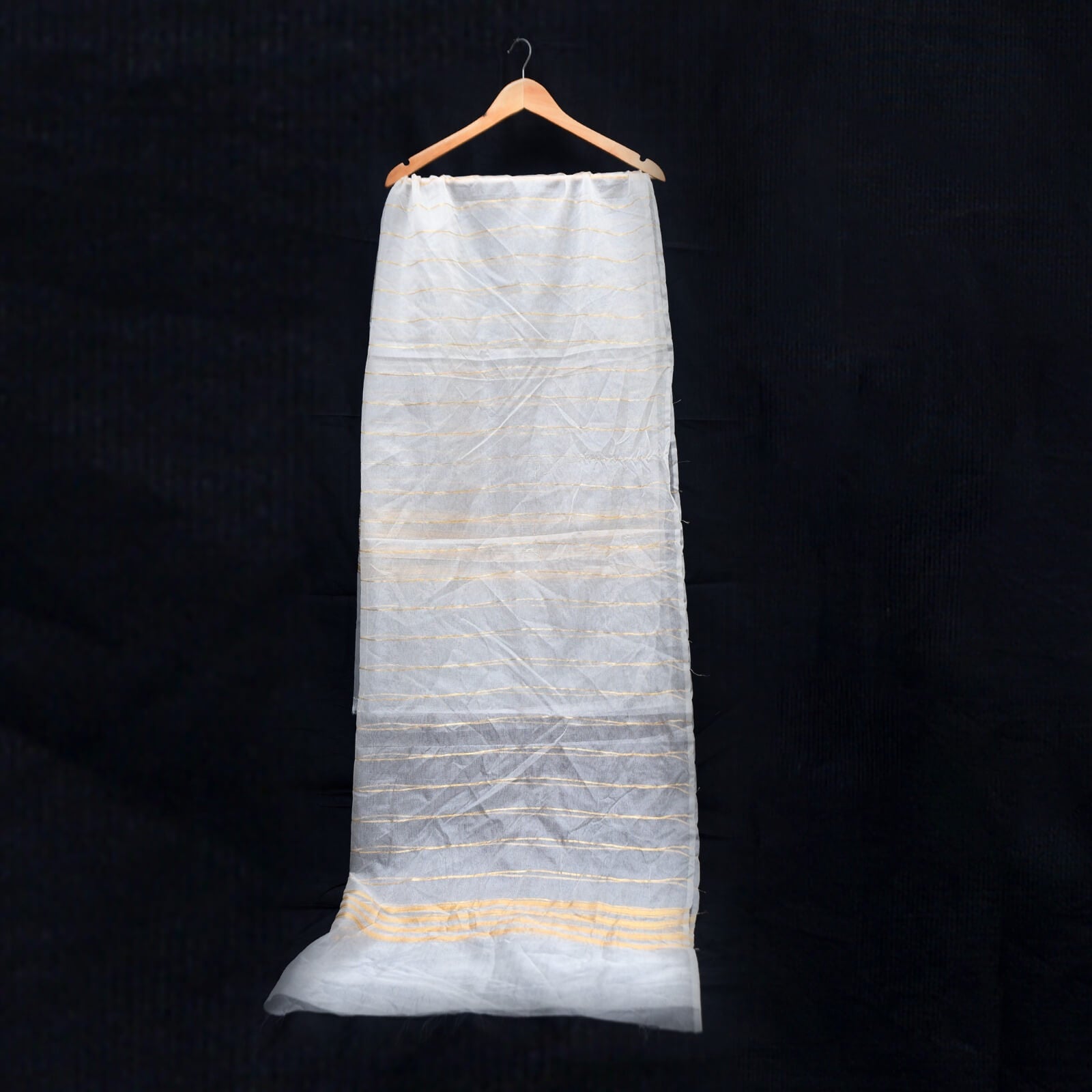 Organza White Two Sided Border with Zari Lining Dupatta