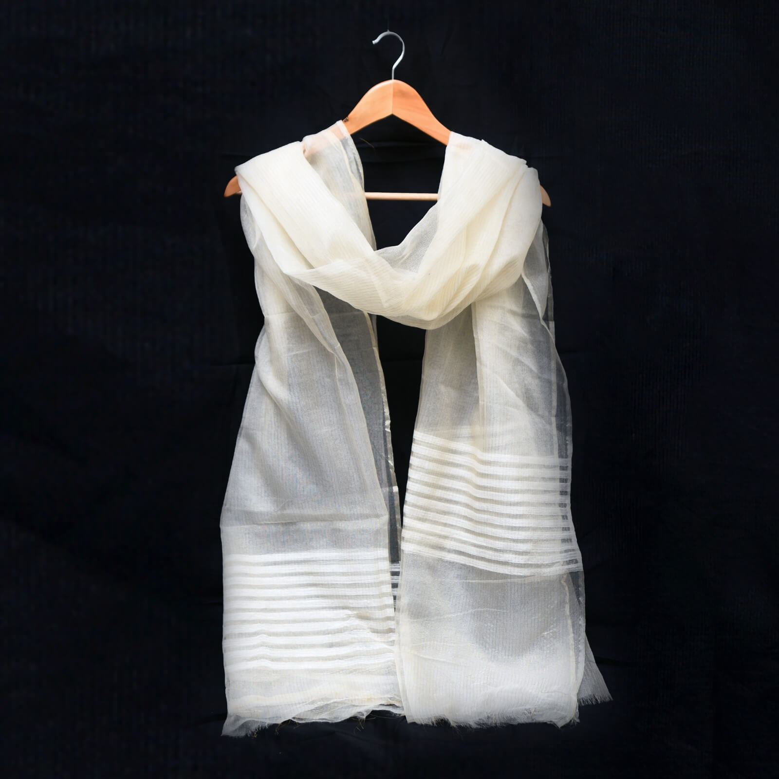 Organza Skin White Two Sided Border Dupatta
