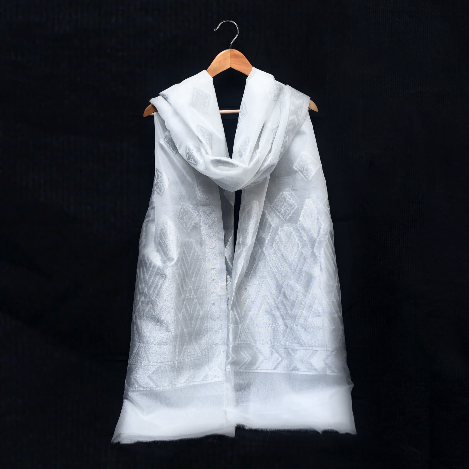 Banarsi Silver Tilla Organza Nylon Shawl