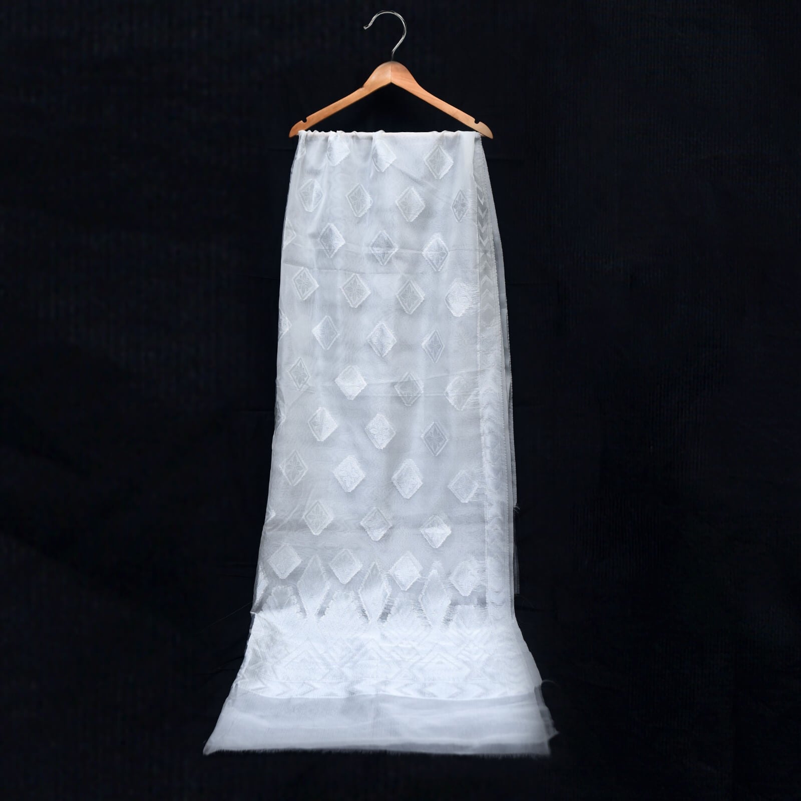 Banarsi Silver Tilla Organza Nylon Shawl
