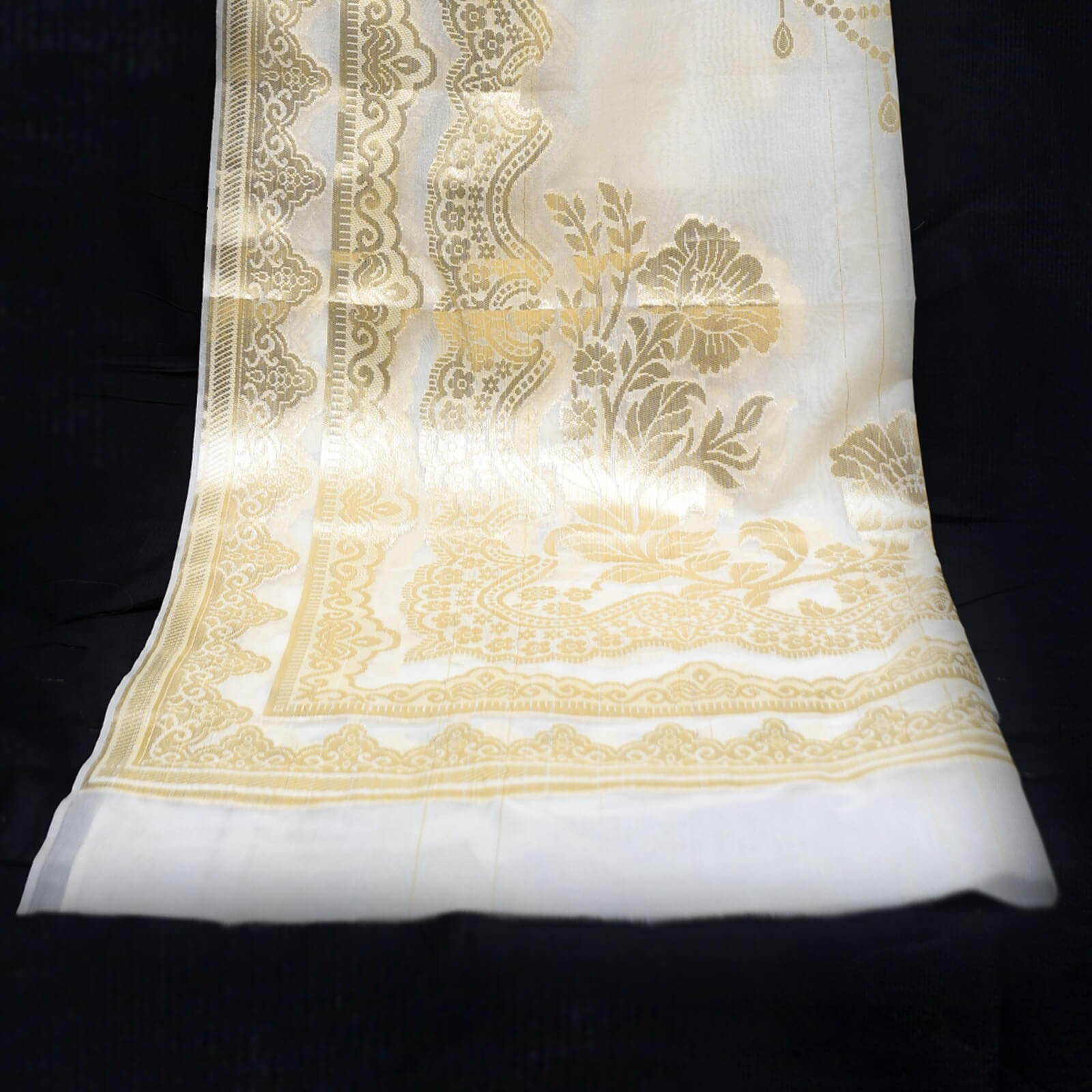 Banarsi Golden Nylon Organza Shawl