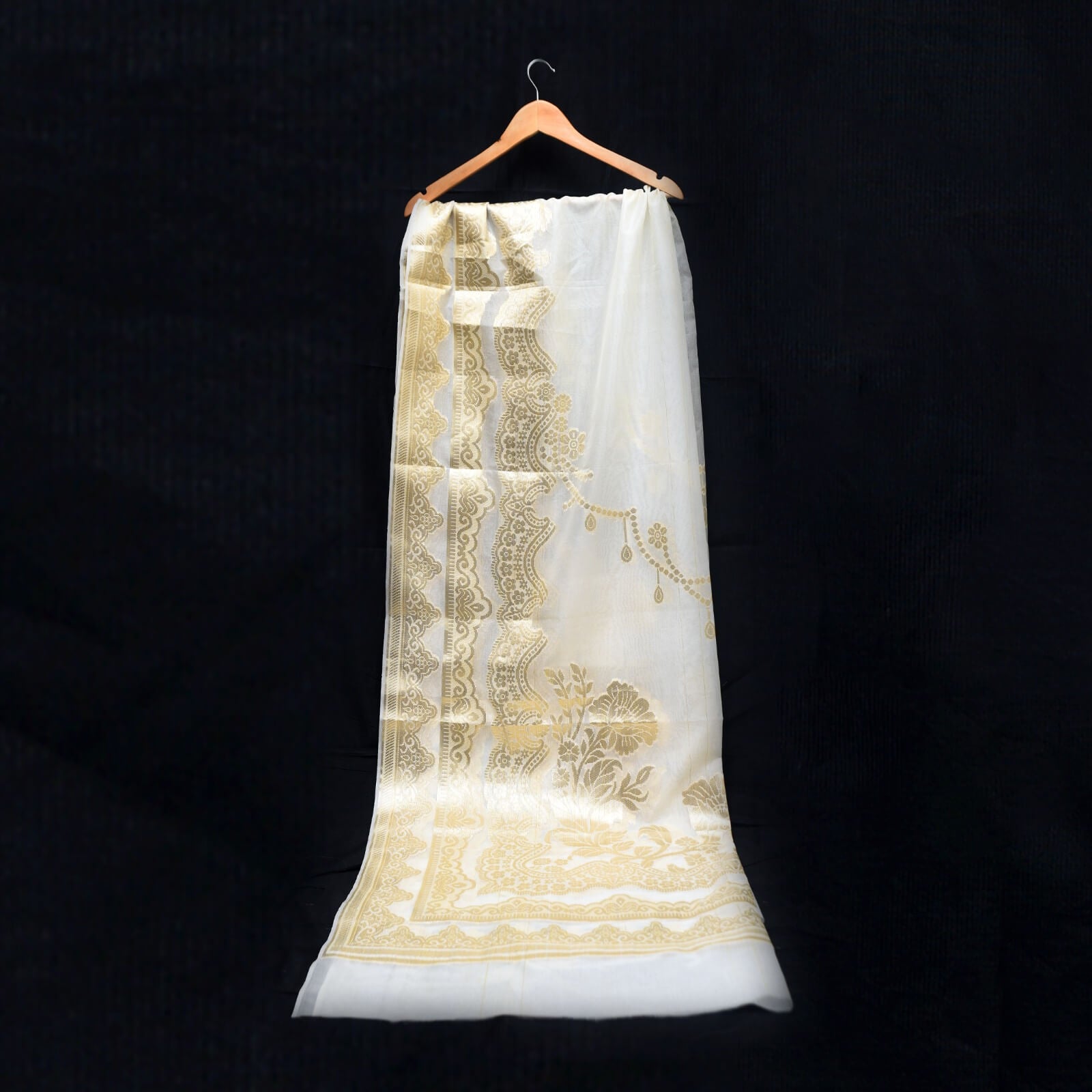 Banarsi Golden Nylon Organza Shawl