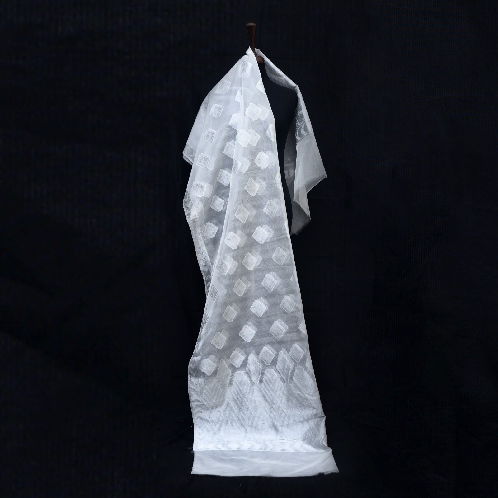 Banarsi Silver Tilla Organza Nylon Shawl