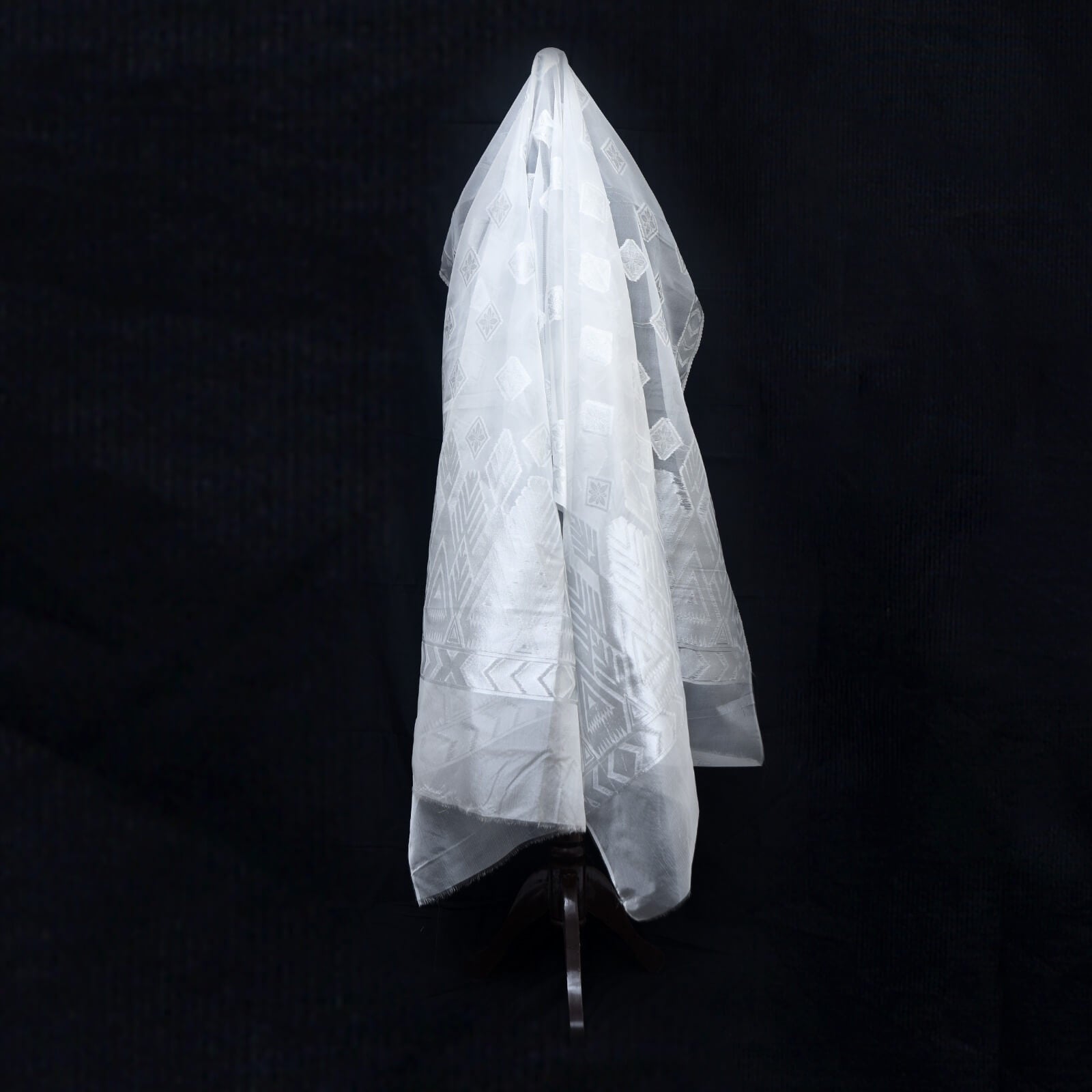 Banarsi Silver Tilla Organza Nylon Shawl
