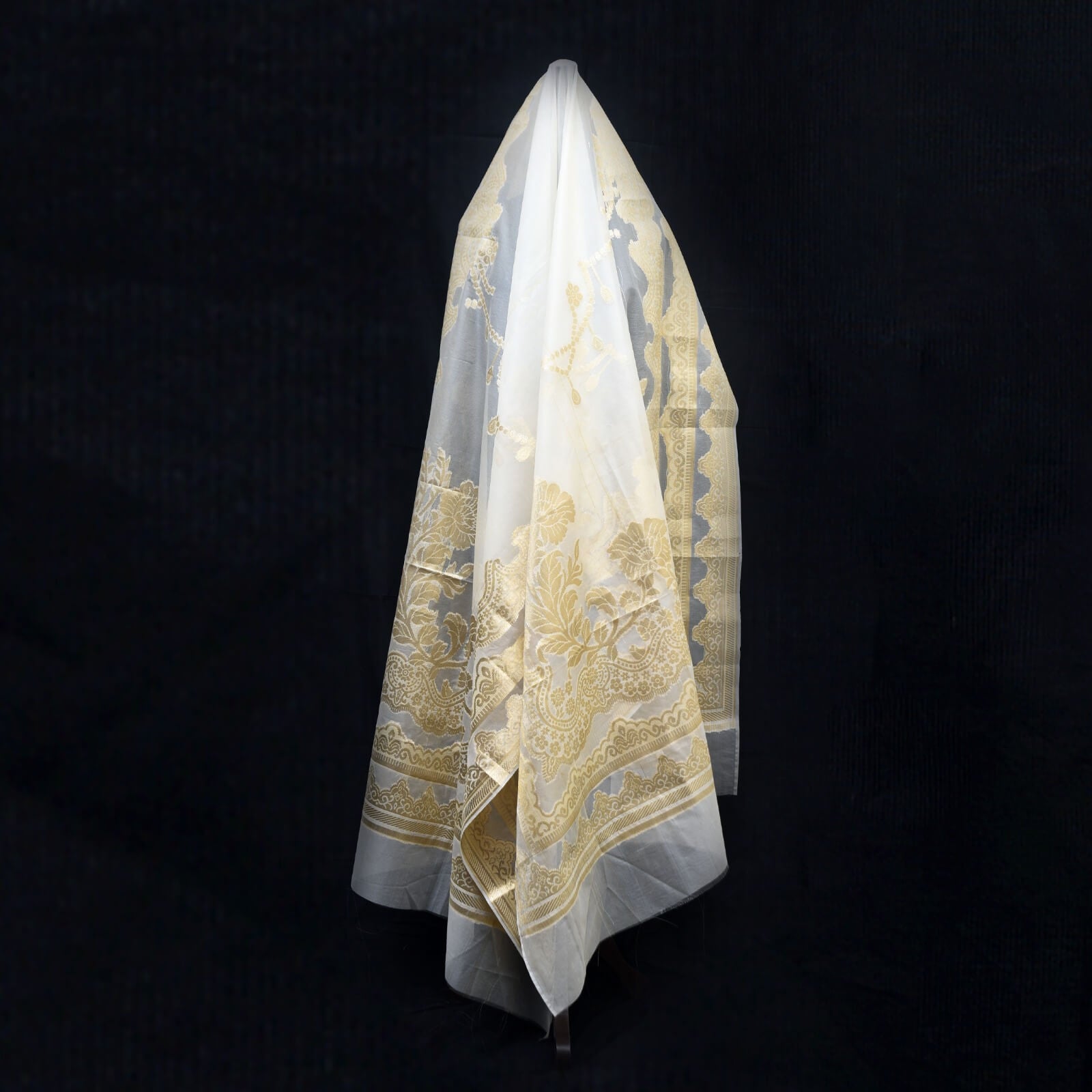 Banarsi Golden Nylon Organza Shawl
