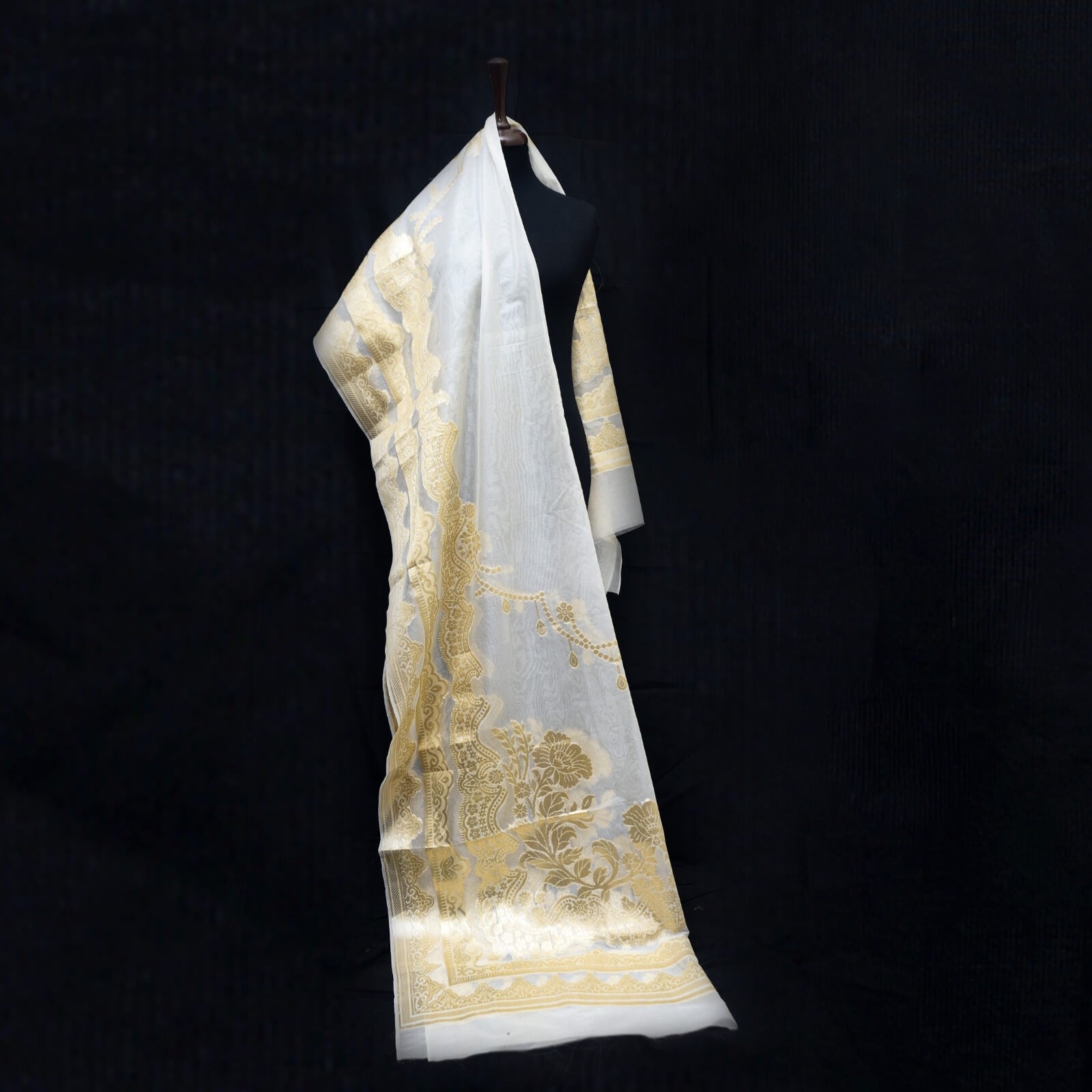 Banarsi Golden Nylon Organza Shawl