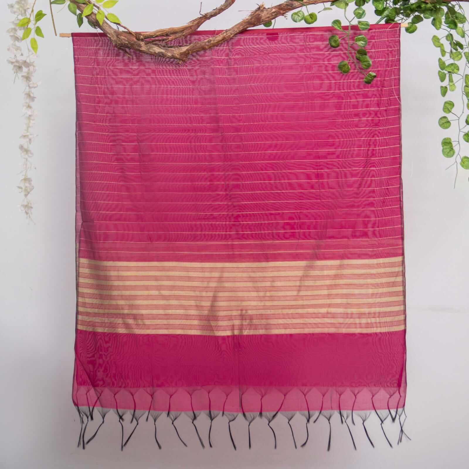 Khaddi Woven Punch Pink Two Sided Border Dupatta