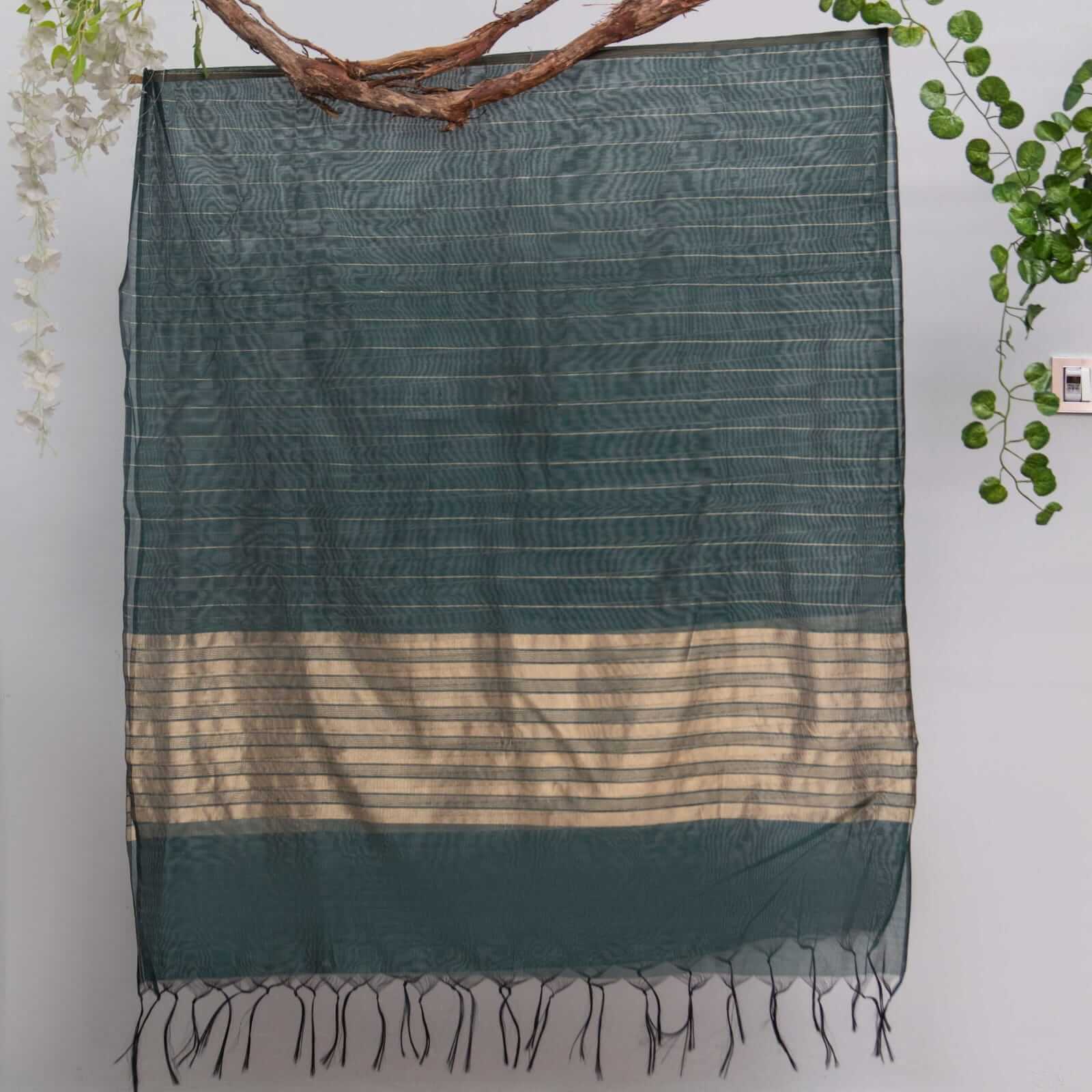 Khaddi Woven Dark Green Two Sided Border Dupatta