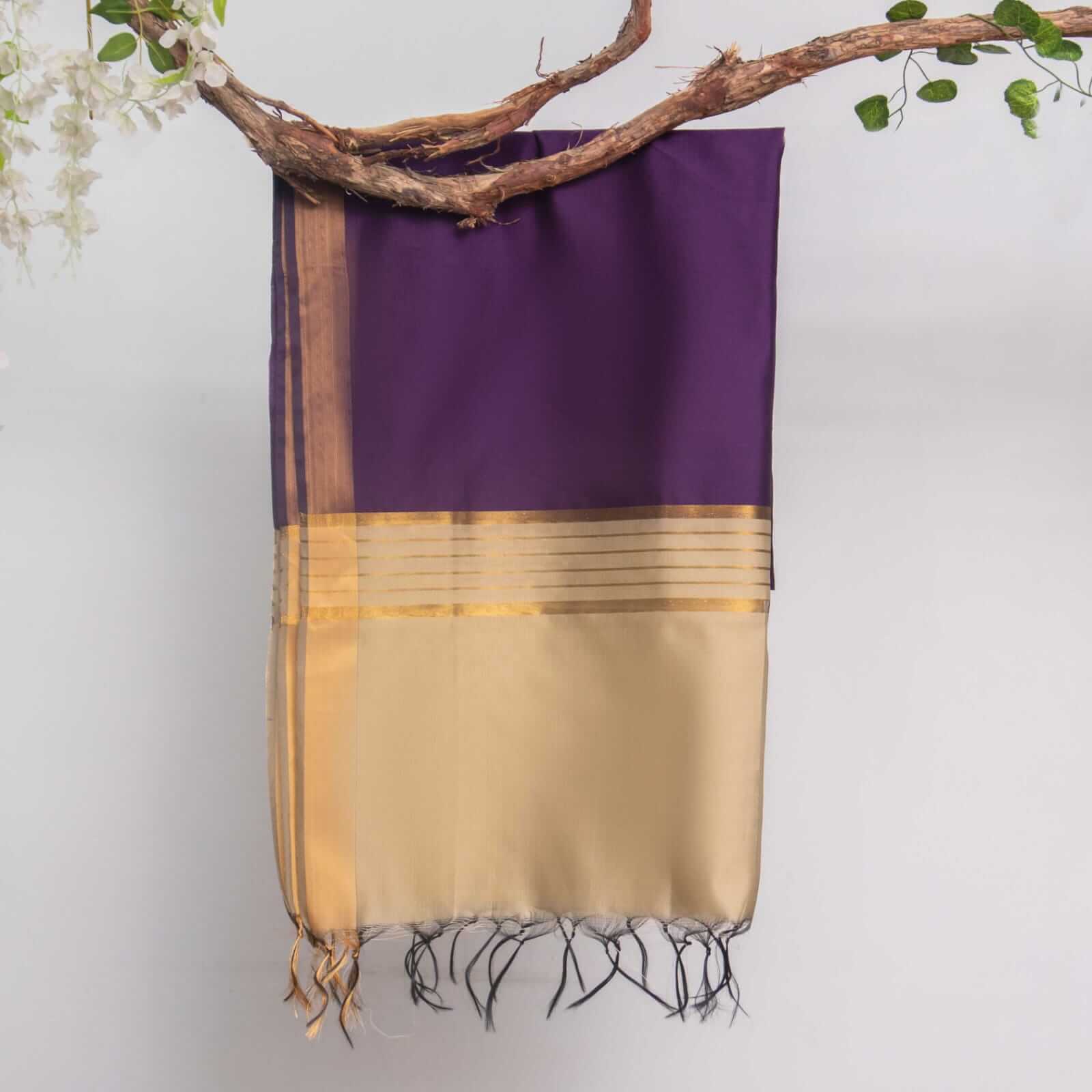 Cotton Silk Purple All Sided Border Dupatta