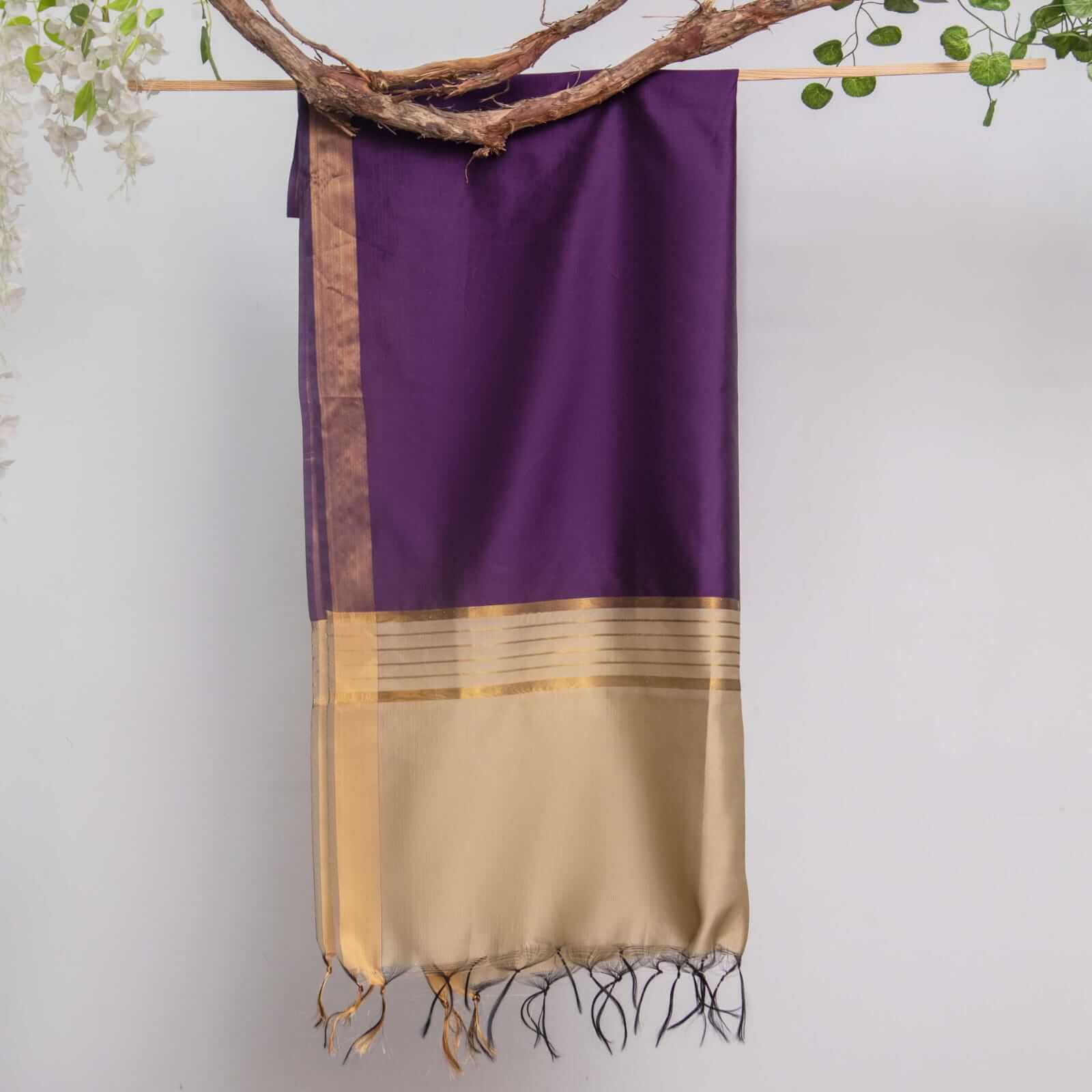 Cotton Silk Purple All Sided Border Dupatta