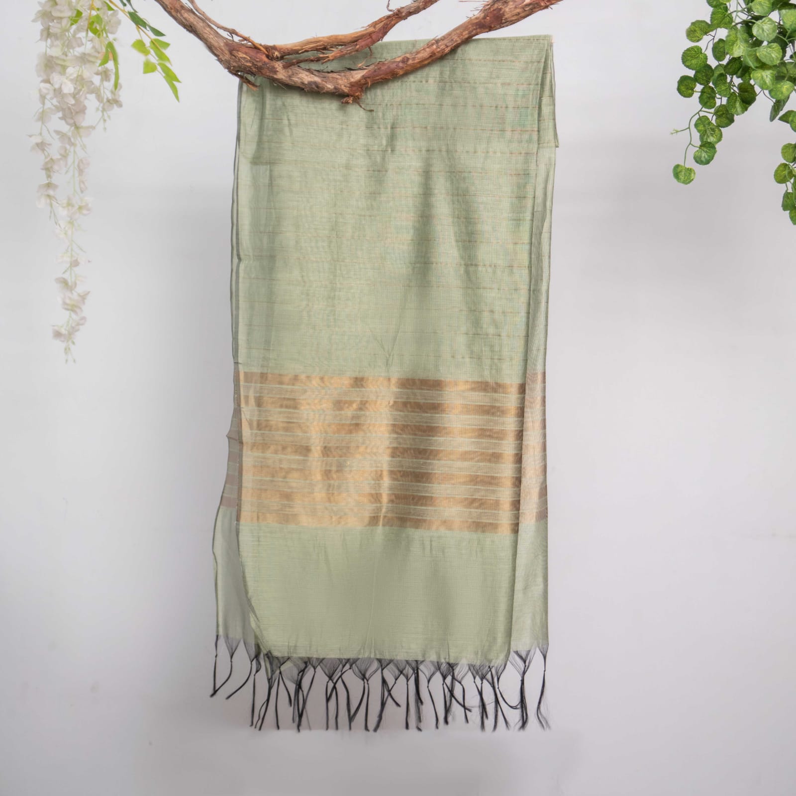 Khaddi Woven Pistachio Green Two Sided Border Dupatta