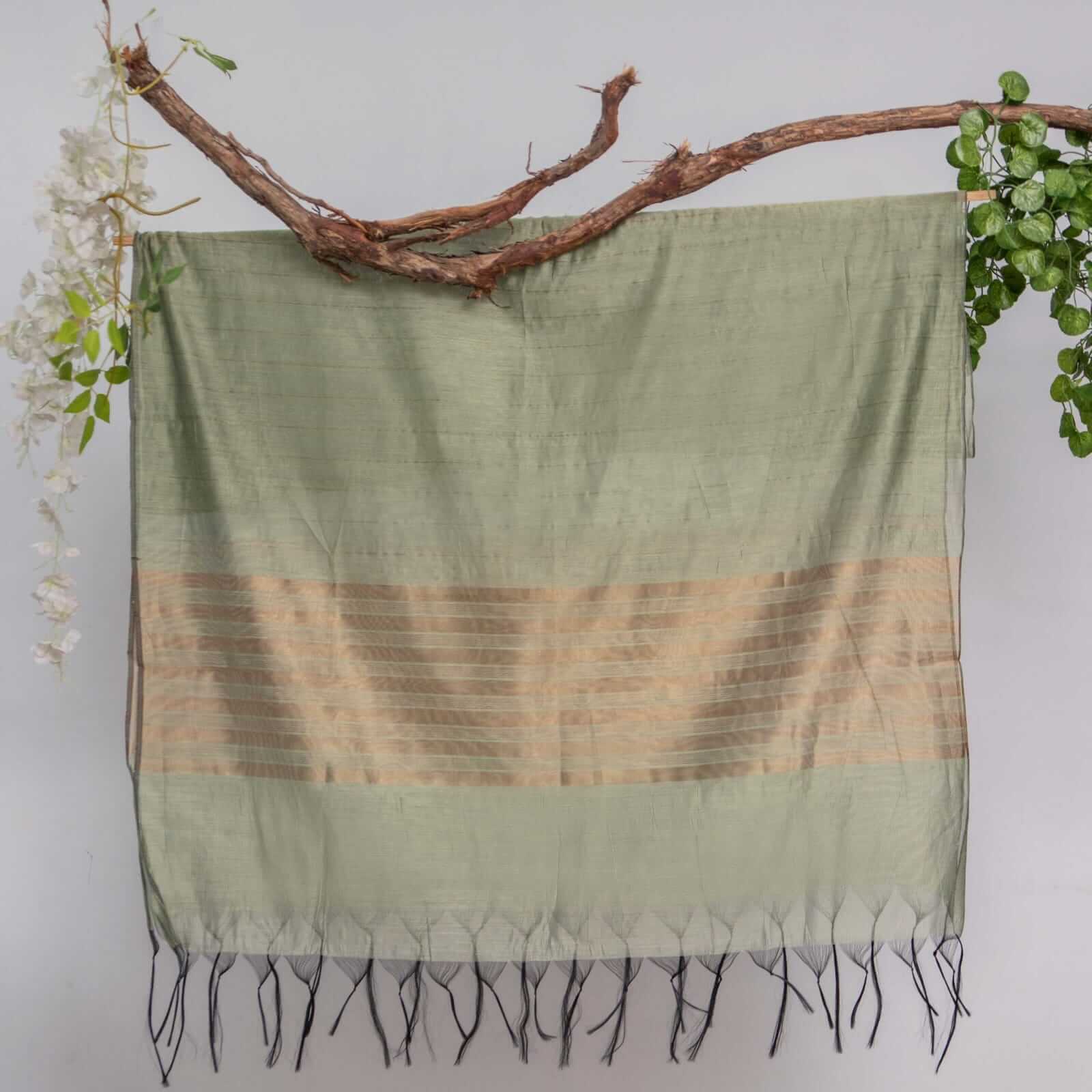 Khaddi Woven Pistachio Green Two Sided Border Dupatta