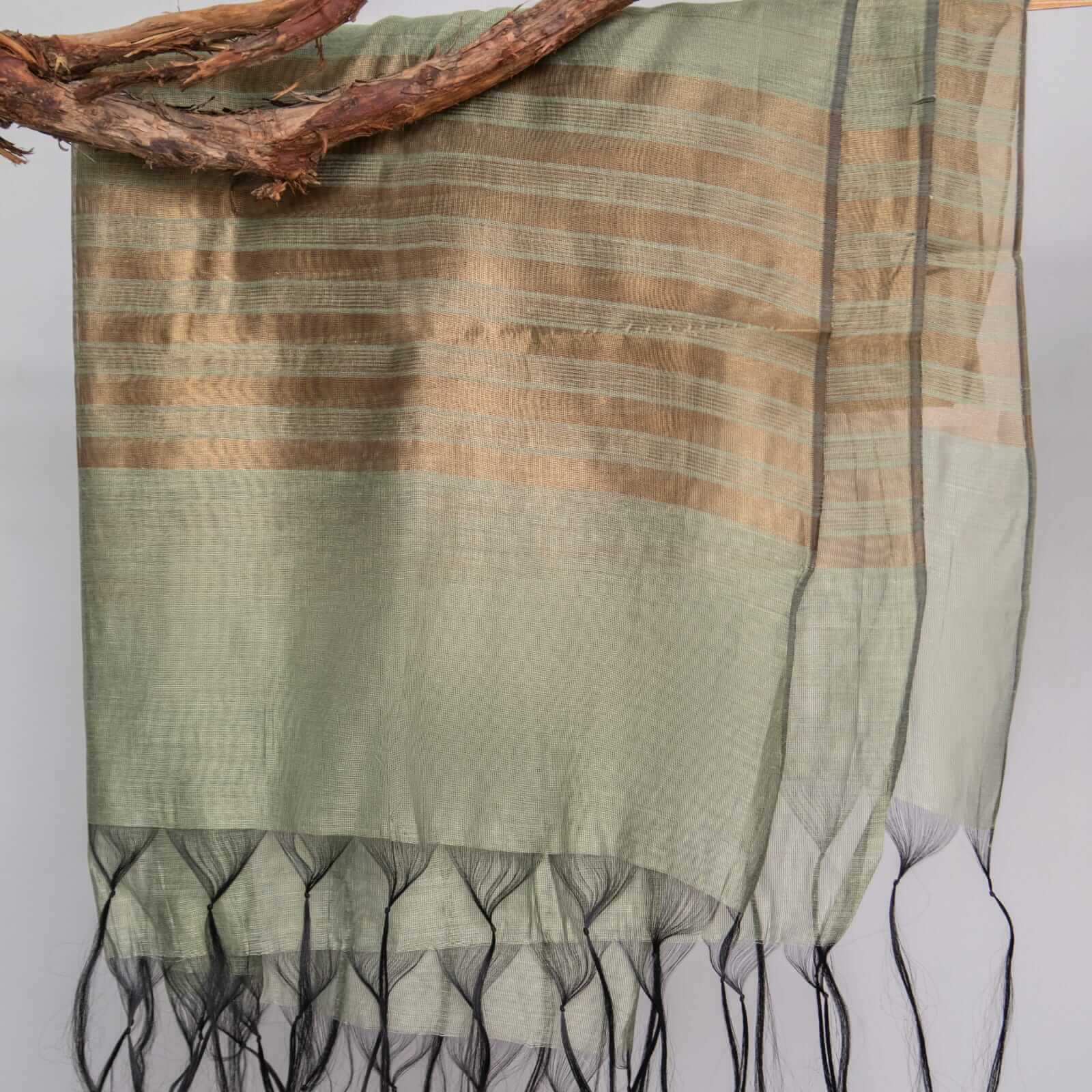 Khaddi Woven Pistachio Green Two Sided Border Dupatta