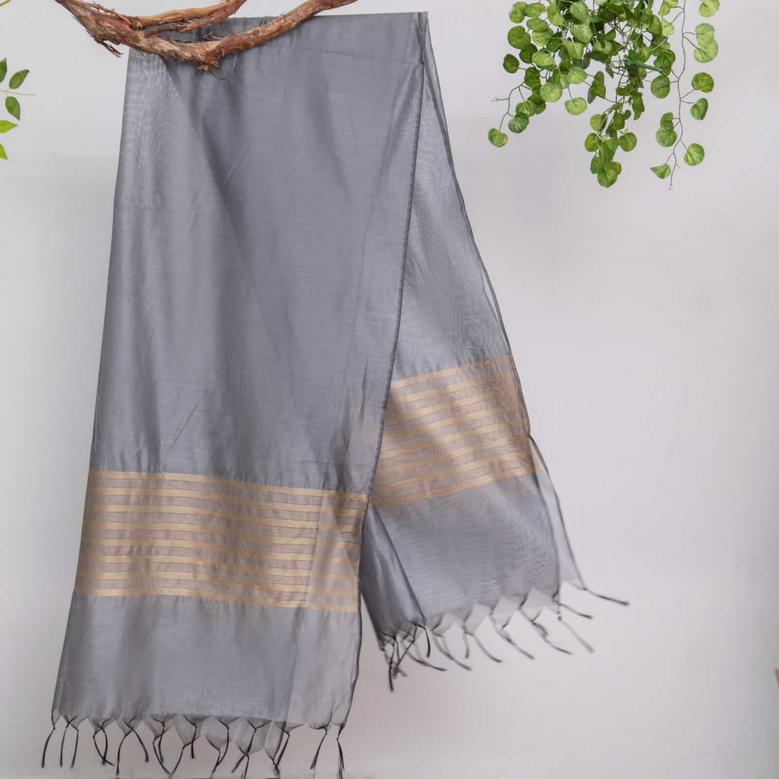 Khaddi Woven Cadet Gray Two Sided Border Dupatta