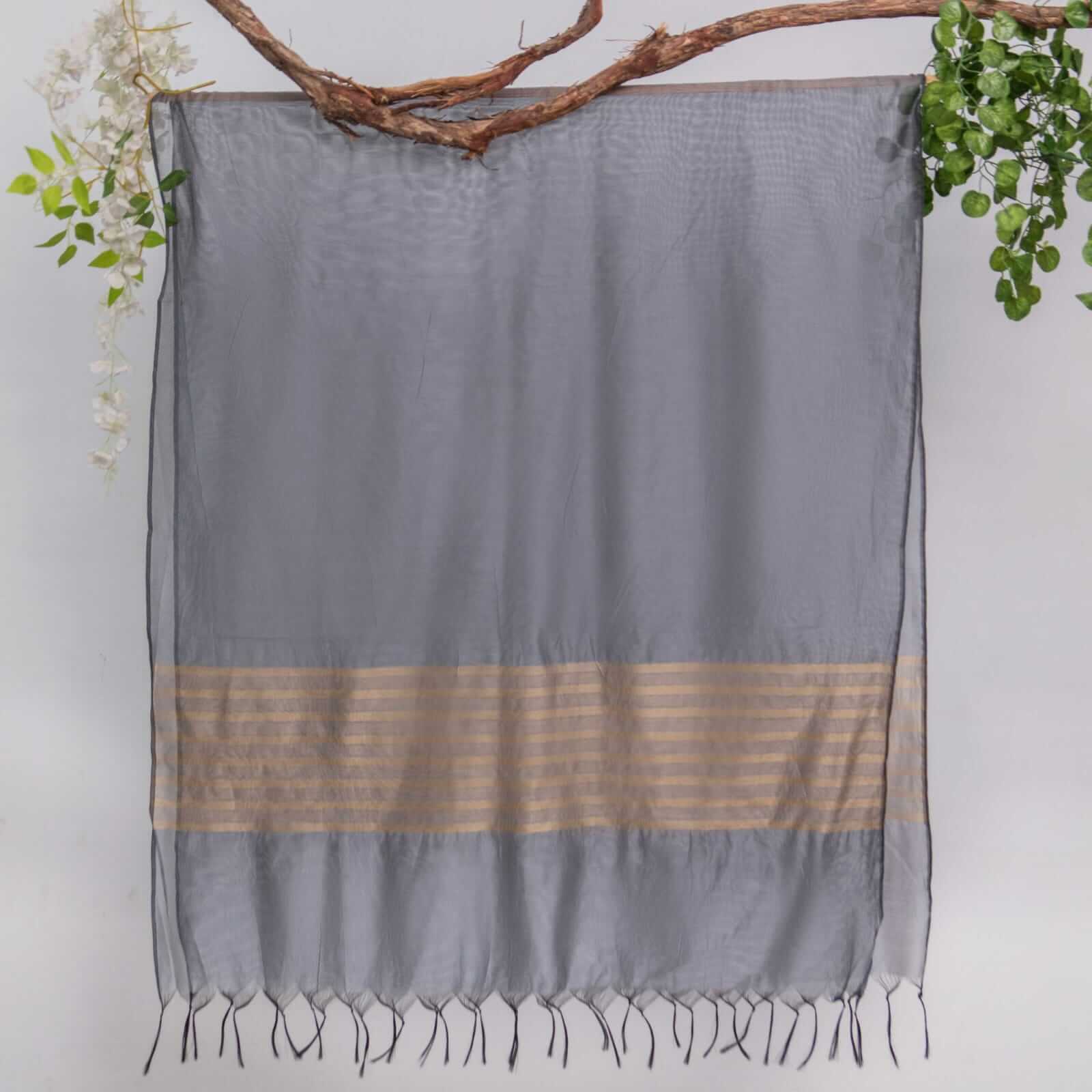Khaddi Woven Cadet Gray Two Sided Border Dupatta