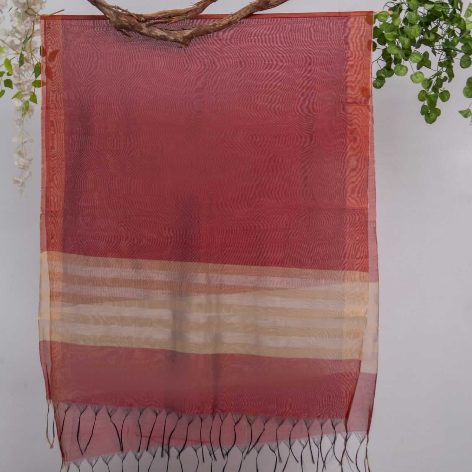 Khaddi Woven Red All Sided Border Dupatta